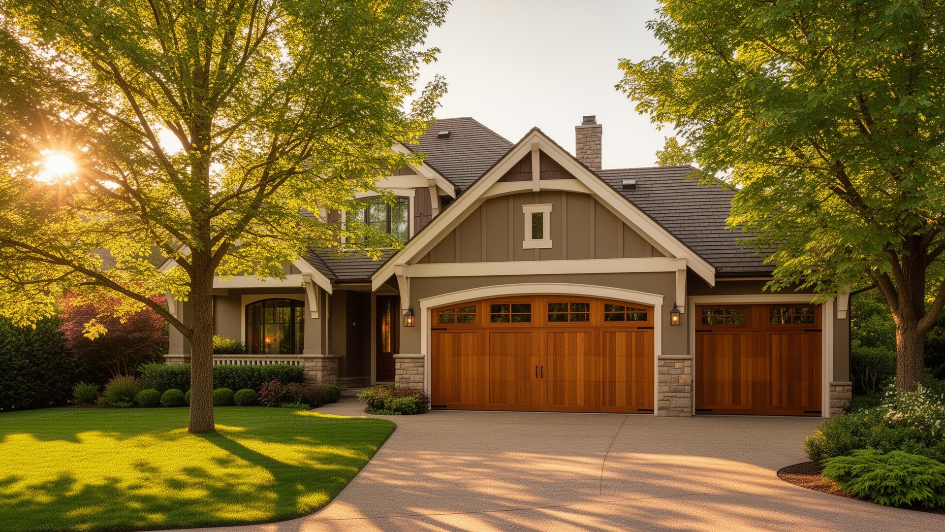 Beautiful carriage-style garage door on elegant home
